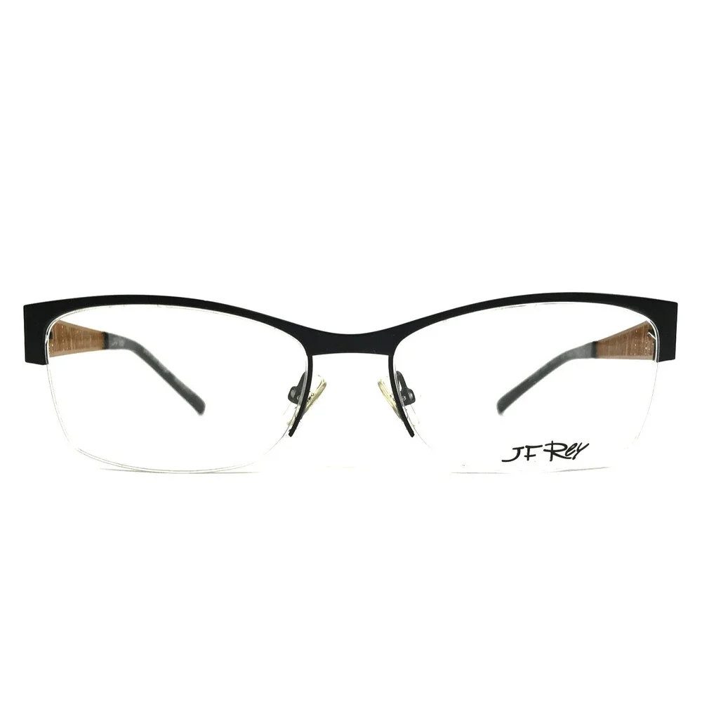 J.F. Rey Eyeglasses Frames JF2587 0050 Matte Black Orange Half Rim 54-17-140
